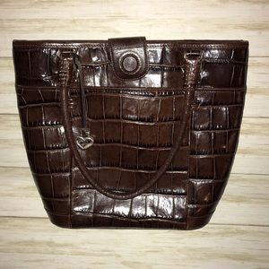 Brighton Croc-Embossed Brown Tote Bag